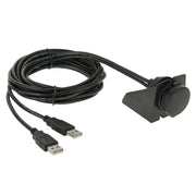 2 USB 2.0 Male to Female Extension Cable with Car Flush Mount, Length: 2m