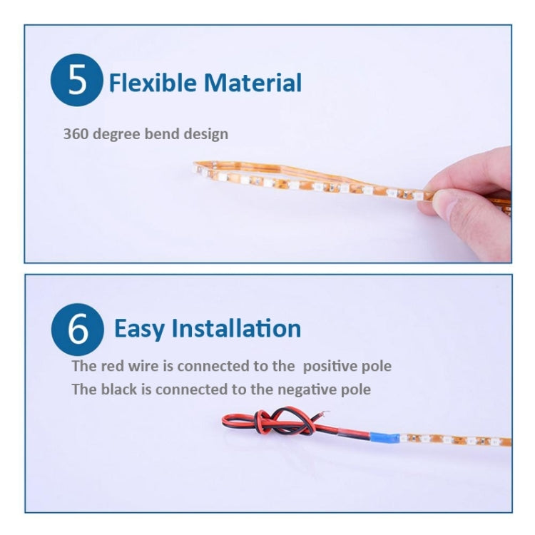 5 PCS Flow Style 45 LED 3528 SMD Water-resistant Flexible Car Strip Light for Car Decoration, DC 12V, Length: 45cm