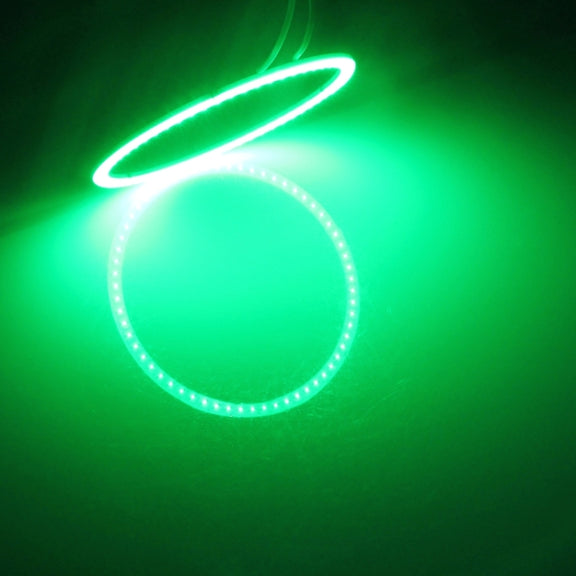 80mm 5W 180LM Angel Eyes Circles Car Headlight Green Light COB LED Lights for Vehicles, DC 12-24V