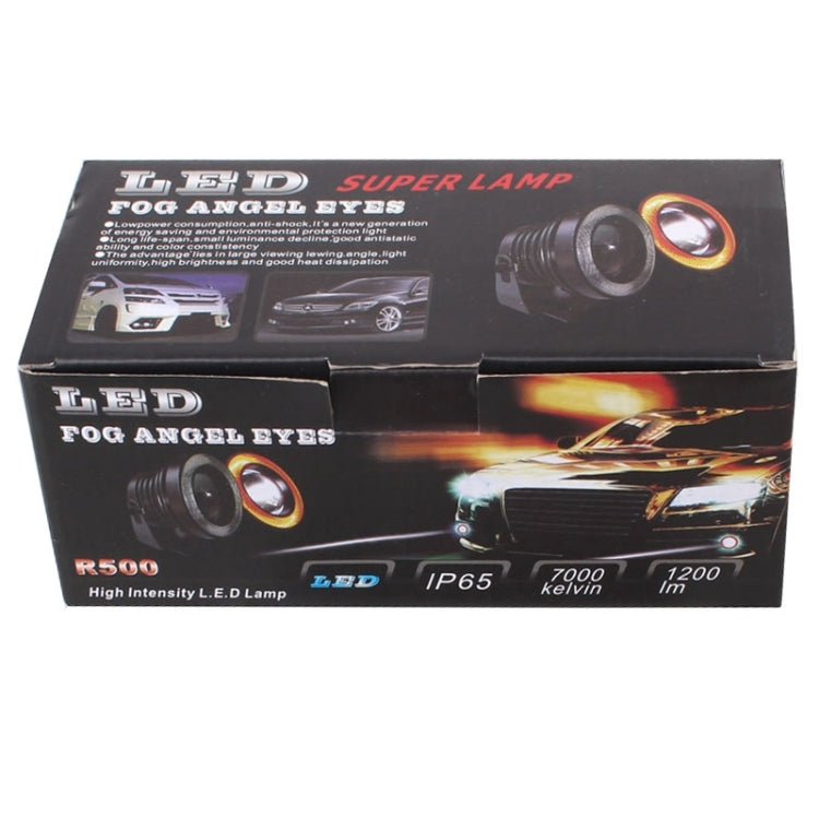 2 PCS 2.5 inch 10W 900LM White + Yellow Light 6500K Water-resistant LED Eagle Eye Light for Vehicles, DC 12V, Cable Length: 20cm(Black)