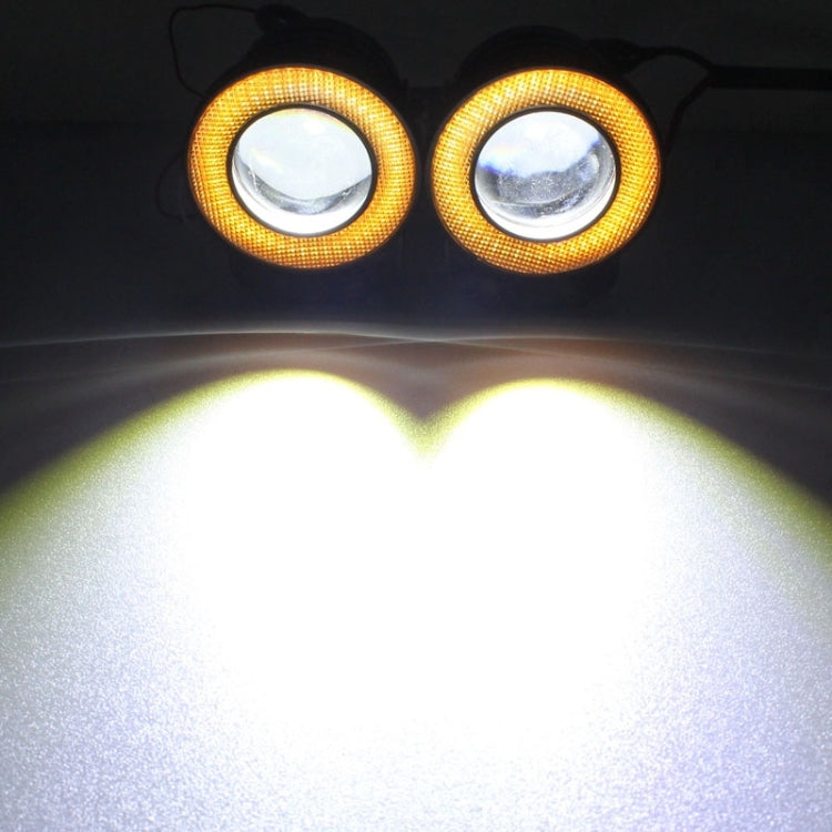 2 PCS 2.5 inch 10W 900LM White + Yellow Light 6500K Water-resistant LED Eagle Eye Light for Vehicles, DC 12V, Cable Length: 20cm(Black)