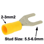 100pcs SV5.5-6.0mm DIY Spade Terminal Connectors, Cable size: 2-3mm2 (100pcs in one packaging, the price is for 100pcs)