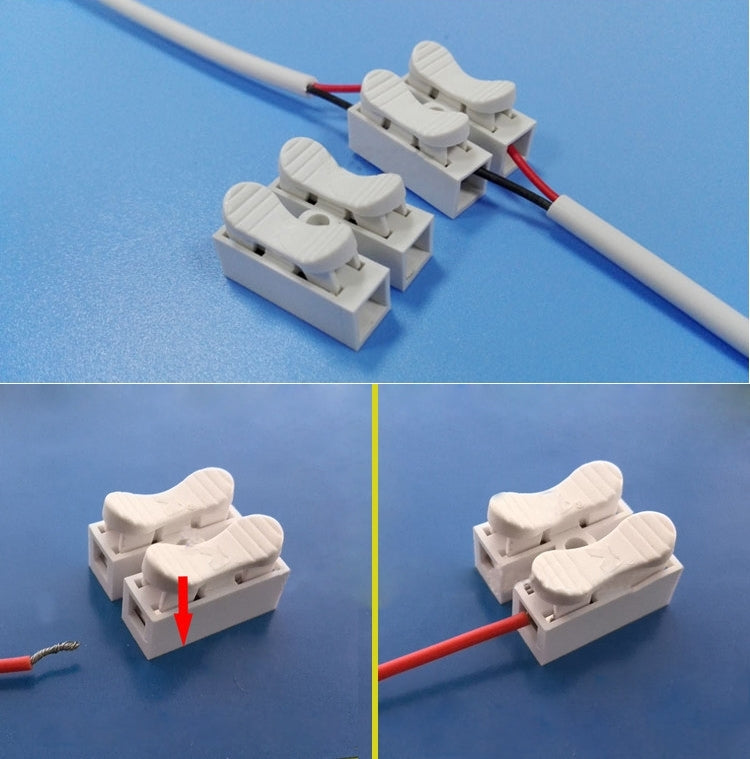 100 PCS 2 Way Push Quick Cable Connector Terminal Wiring Terminal 220V 2A(White)