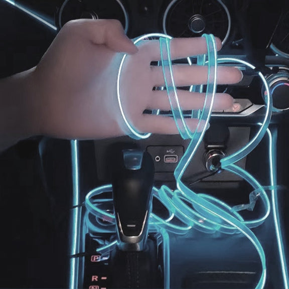 Water-resistant Flat Flexible Car Strip Light with Driver for Car Decoration, Length: 5m (Ice Blue Light)