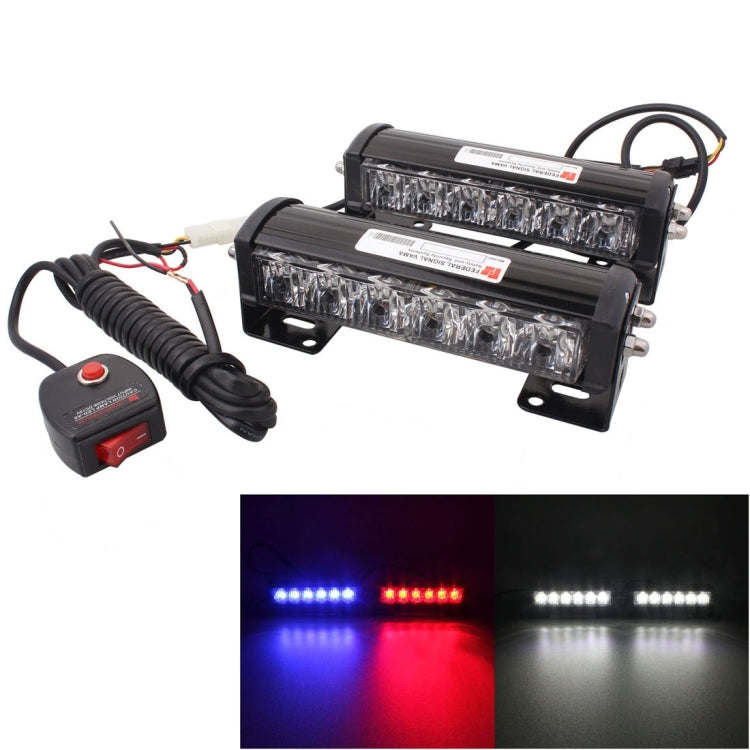 2 PCS  6 inch 6 LED 2 x 18W Car Flash Warning Light Red + Blue Change White Water-resistant Emergency Light, DC 12V