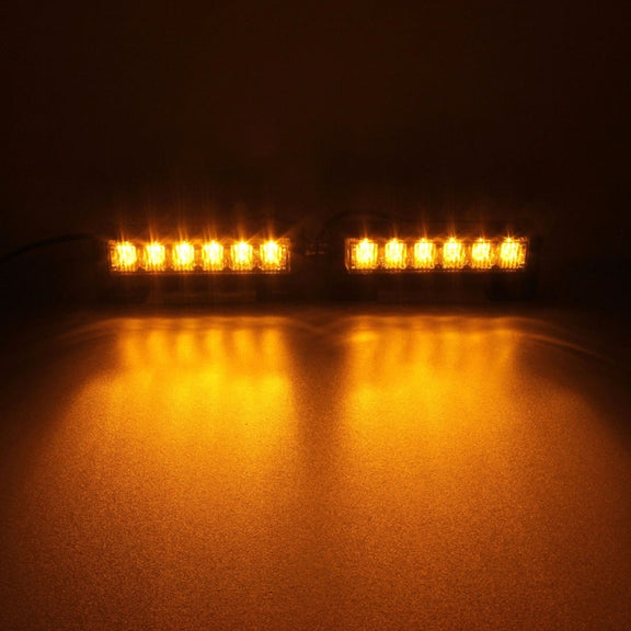 2 PCS  6 inch 6 LED 2 x 18W Car Flash Warning Light Yellow Change White Water-resistant Emergency Light, DC 12V