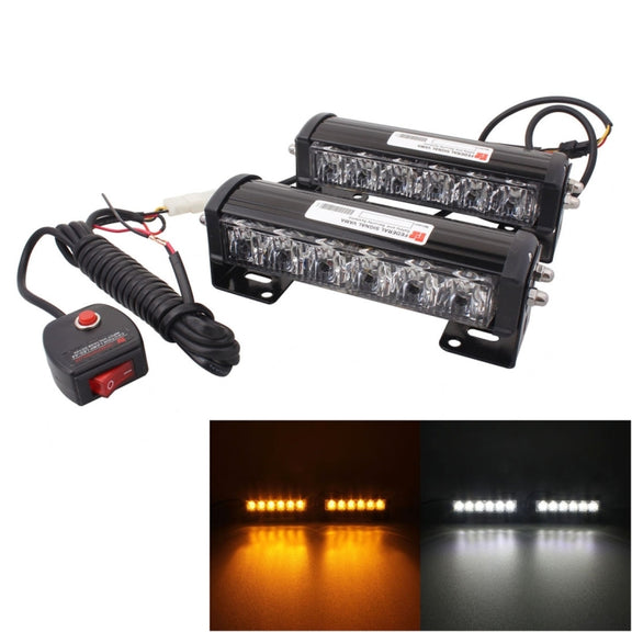 2 PCS  6 inch 6 LED 2 x 18W Car Flash Warning Light Yellow Change White Water-resistant Emergency Light, DC 12V