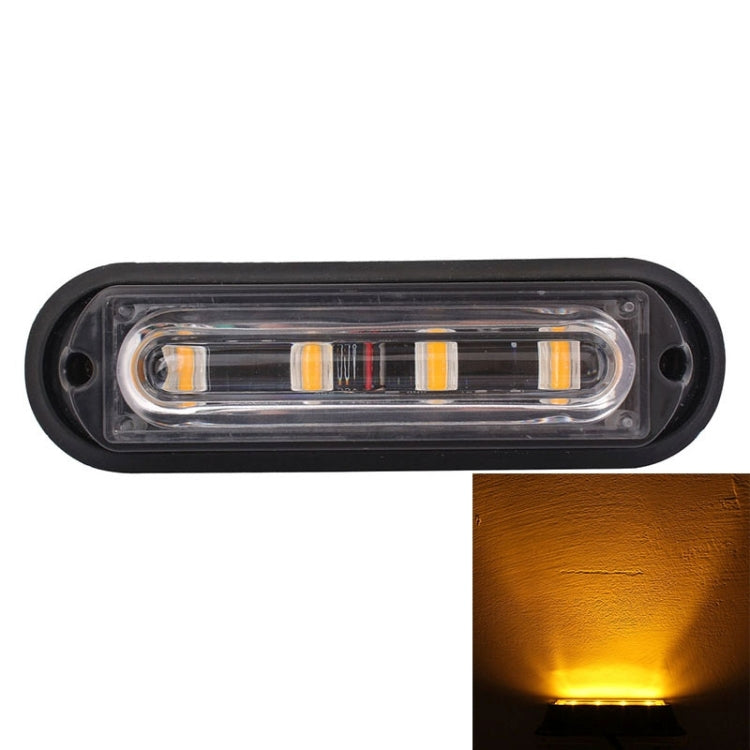12W 720LM 4-LED Yellow Light 18 Flash Patterns Car Strobe Emergency Warning Light Lamp, DC 12V