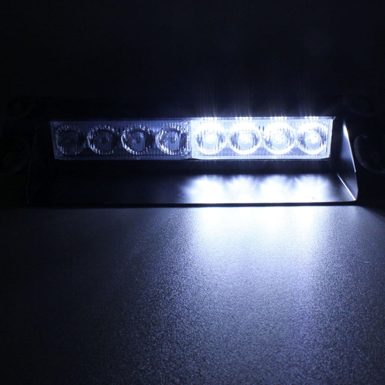 8W 800LM 8-LED White + Yellow Light 3-Modes Adjustable Angle Car Strobe Flash Dash Emergency Light Warning Lamp with Suckers, DC 12V