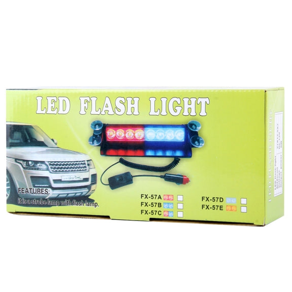 8W 800LM 8-LED White + Yellow Light 3-Modes Adjustable Angle Car Strobe Flash Dash Emergency Light Warning Lamp with Suckers, DC 12V