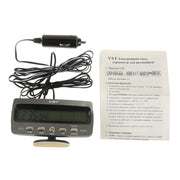 3.6 inch LCD Car Digital Thermometer with Time / Date / Week / Alarm / Car Storage Battery Voltage Display(Black)