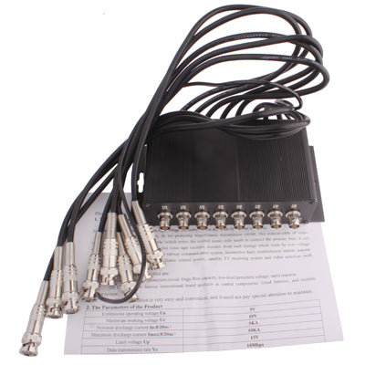 8 Channel CCTV BNC Surge Arrester Surge Protector Device (CoaxJK/ V8)(Black)