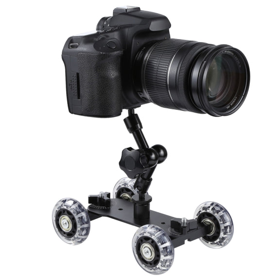 Floor Table Video Slider Track Dolly Car for DSLR Camera(Black)