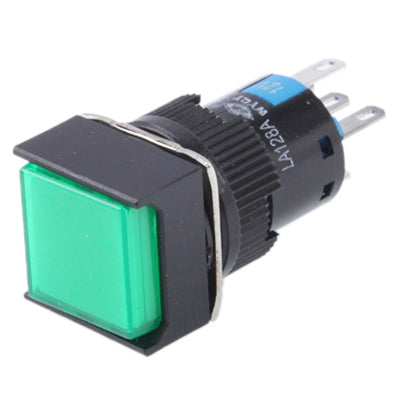 Car DIY Square Button Push Switch with Lock & LED Indicator, DC 24V(Green)