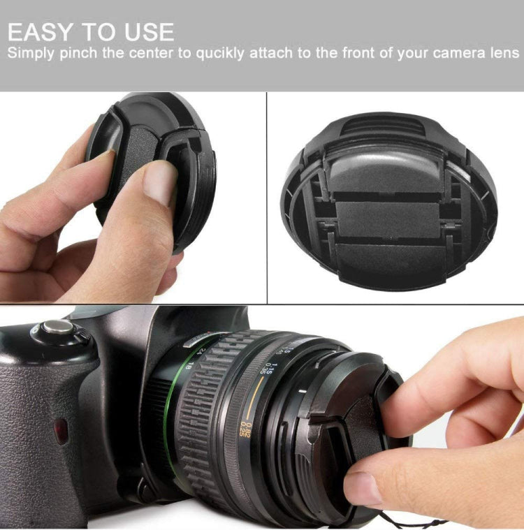 77mm Center Pinch Camera Lens Cap(Black)