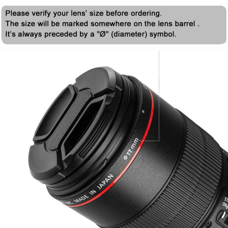 77mm Center Pinch Camera Lens Cap(Black)