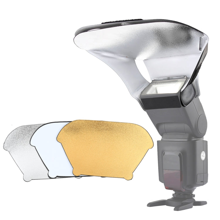 Universal FB-10X Camera Top Flash Light Speedlite Bounce Focus Flash Diffuser with 3 PCS Removable Color Light Reflector(Black)