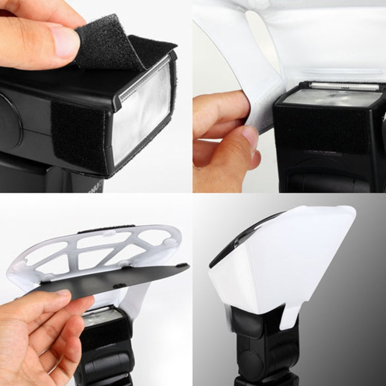 Universal FB-10X Camera Top Flash Light Speedlite Bounce Focus Flash Diffuser with 3 PCS Removable Color Light Reflector(Black)
