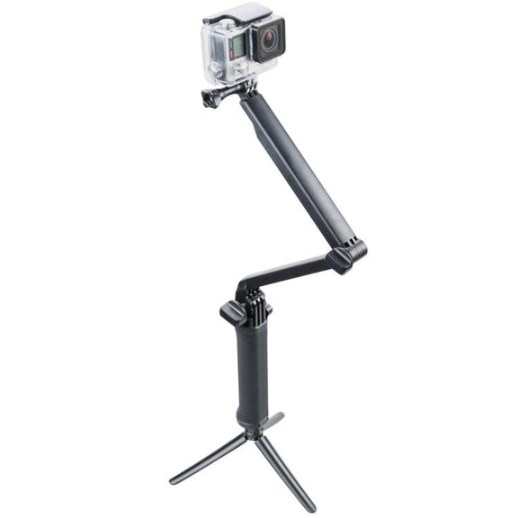 3-Way Multi Function Extendable Monopod Tripod Folding Rotating Arm Camera Handle for GoPro, Insta360, DJI and Other Action Cameras