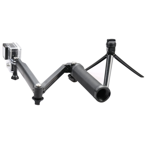 3-Way Multi Function Extendable Monopod Tripod Folding Rotating Arm Camera Handle for GoPro, Insta360, DJI and Other Action Cameras