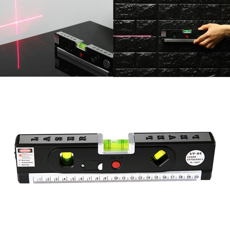 Laser Level with Tape Measure Pro 4 (100cm) / Level Bubbles with LED Light, LV-04(Black)