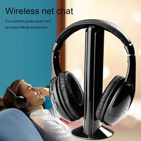 MH2001 Hi-Fi 5 in 1 Receiver + Emitter Wireless Headphone(Black)