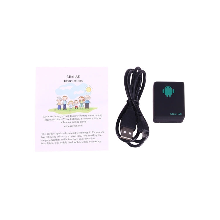 TRACKER Mini A8 Real Time 4 Bands Global Locator GSM/GPRS Tracker Tracking Device for Personal(Black)