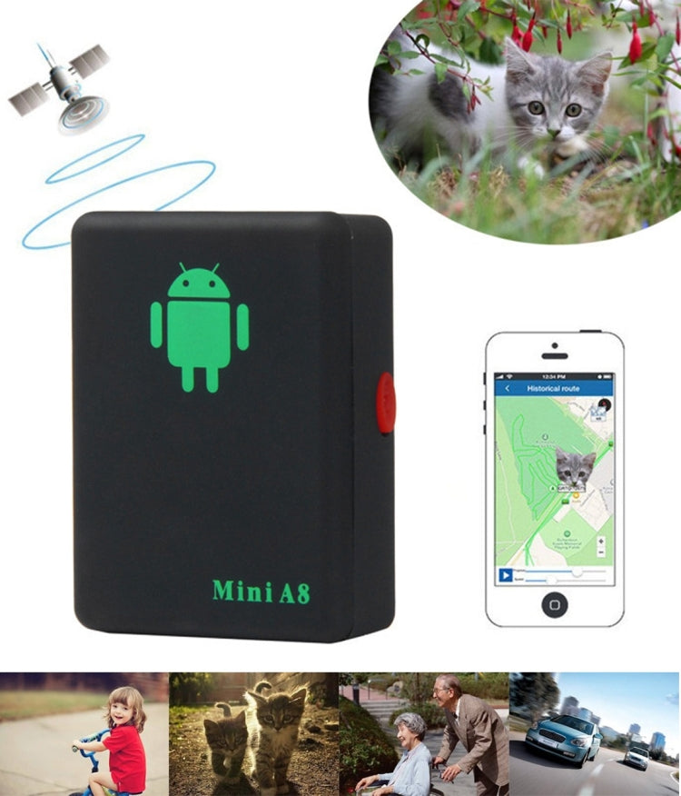 TRACKER Mini A8 Real Time 4 Bands Global Locator GSM/GPRS Tracker Tracking Device for Personal(Black)