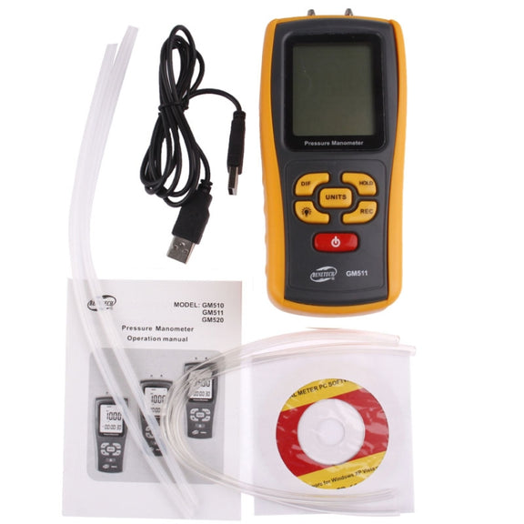BENETECH GM511 LCD Display Pressure Manometer(Yellow)