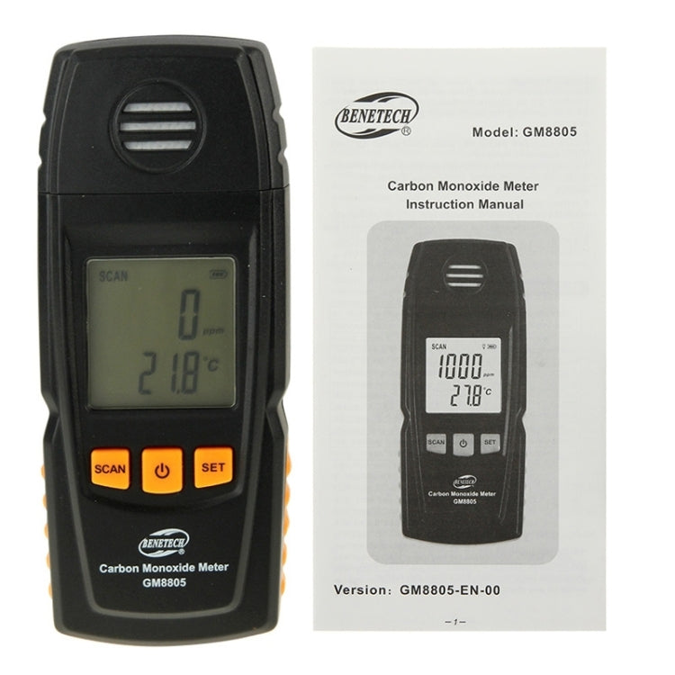 BENETECH GM8805 LCD Display Handheld Carbon Monoxide CO Monitor Detector Meter Tester, Measure Range: 0-1000ppm(Black)