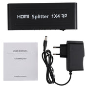 1080P 1x4 HDMI Splitter, 1.4 Version, EU Plug(Black)