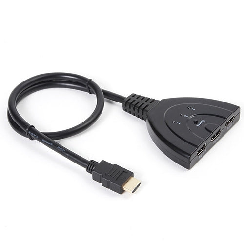3x1 Pigtail HDMI Switcher Up to 1080P (Gold Plated)(Black)