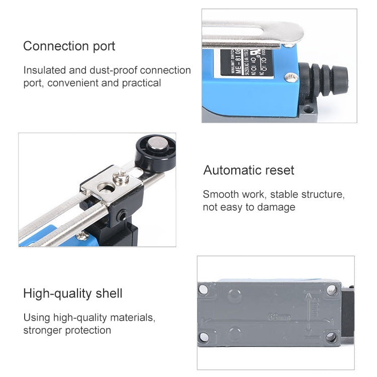 ME-8108 Rotary Adjustable Roller Lever Arm Mini Limit Switch(Blue)