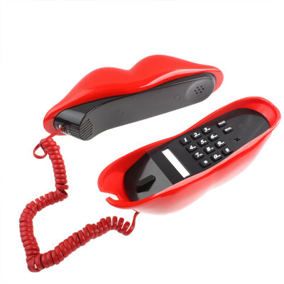 Sexy Red Hot lips Shape Wire Corded Telephone(Red)