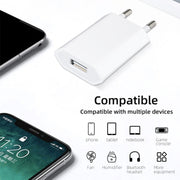 5V / 1A (EU Plug) USB Charger Adapter For  iPhone, Galaxy, Huawei, Xiaomi, LG, HTC and Other Smart Phones, Rechargeable Devices(White)
