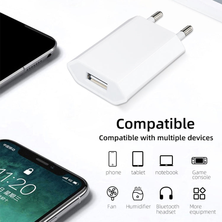 5V / 1A EU Socket USB Charger Adapter For  iPhone, Galaxy, Huawei, Xiaomi, LG, HTC and Other Smart Phones, Rechargeable Devices(White)