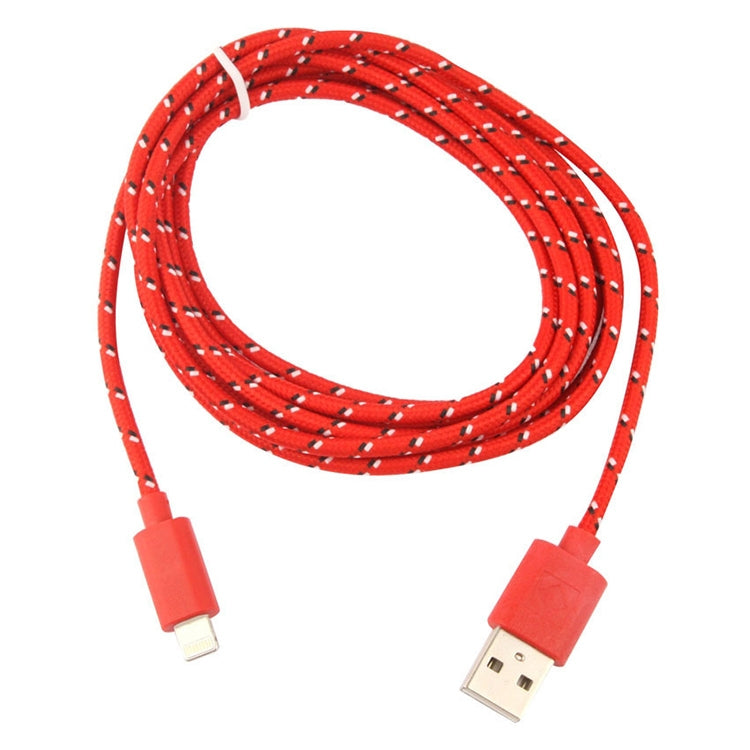 1m Nylon Netting USB Data Transfer Charging Cable For iPhone, iPad, Compatible with up to iOS 15.5(Red)