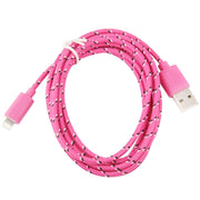3m Nylon Netting Style USB Data Transfer Charging Cable for iPhone, iPad(Magenta)
