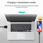 2m Nylon Netting USB Data Transfer Charging Cable For iPhone, iPad(Black)