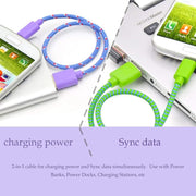 2m Nylon Netting USB Data Transfer Charging Cable For iPhone, iPad(Black)