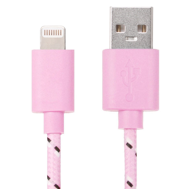 2m Nylon Netting USB Data Transfer Charging Cable For iPhone, iPad(Pink)