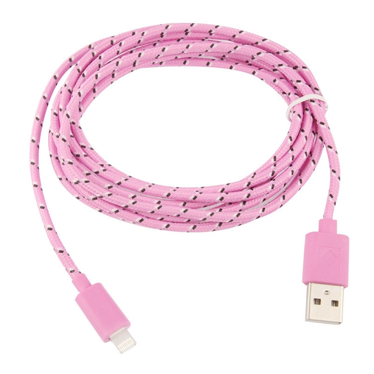2m Nylon Netting USB Data Transfer Charging Cable For iPhone, iPad(Pink)