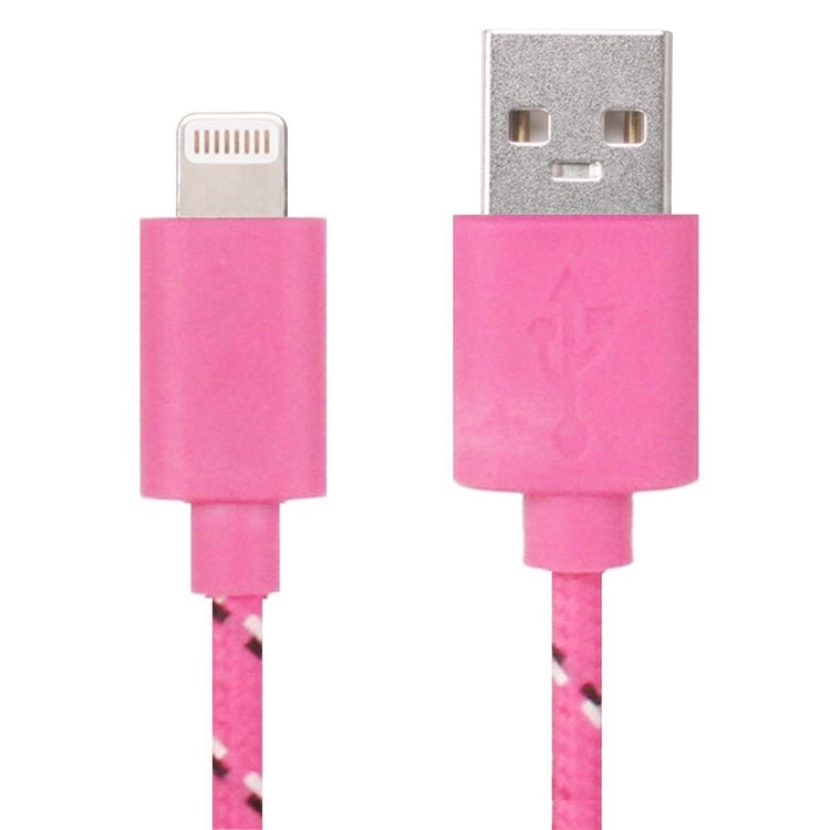 2m Nylon Netting USB Data Transfer Charging Cable For iPhone, iPad(Magenta)