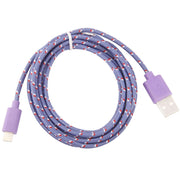 2m Nylon Netting USB Data Transfer Charging Cable For iPhone, iPad(Purple)