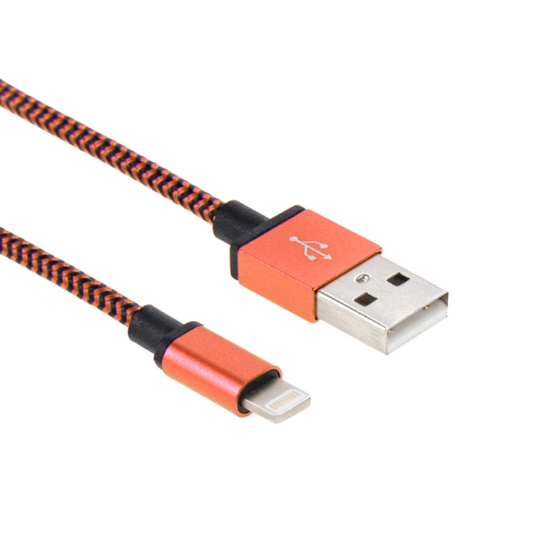2A Woven Style USB to 8 Pin Sync Data / Charging Cable, Cable Length: 1m(Orange)