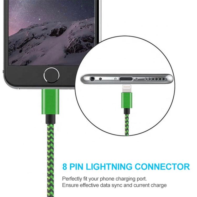 2A Woven Style USB to 8 Pin Sync Data / Charging Cable, Cable Length: 1m(Orange)