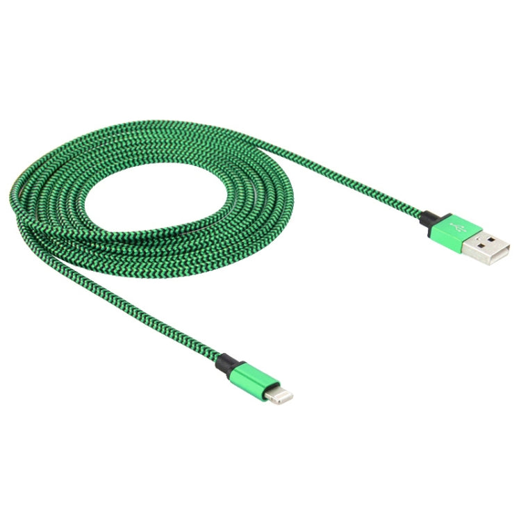 2A Woven Style USB to 8 Pin Sync Data / Charging Cable, Cable Length: 1m(Green)