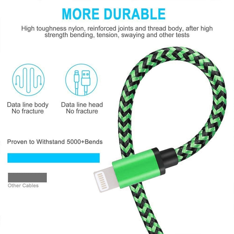 2A Woven Style USB to 8 Pin Sync Data / Charging Cable, Cable Length: 1m(Green)