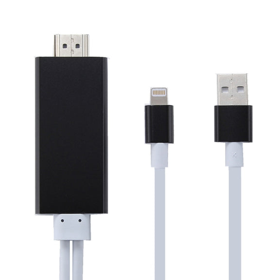 8 Pin to HDMI HDTV Adapter Cable with USB Charger Cable(Black)