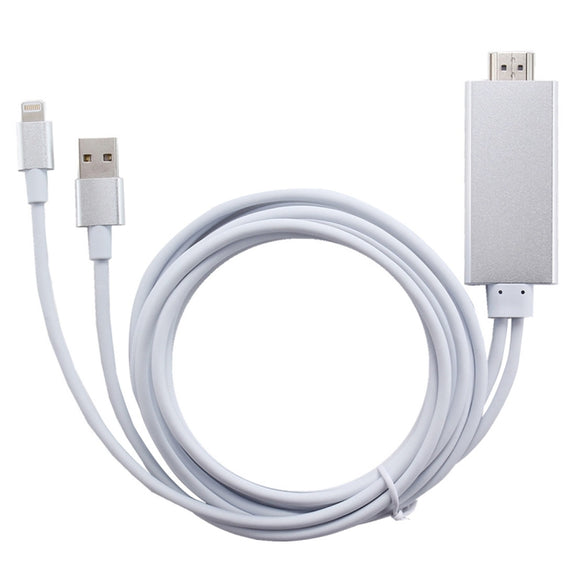 8 Pin to HDMI HDTV Adapter Cable with USB Charger Cable(Silver)